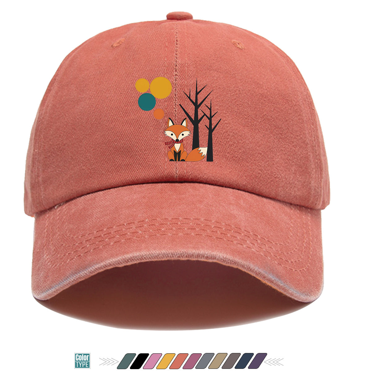 1pc Cartoon Fox Wearing Red Scarf Print Baseball Cap Colorful Geometric Background Sun Hat Fashionable And Beautiful Unisex Duck Tongue Cap Adjustable Size Casual Travel Hat Street Trendsetter Essential Suitable for Daily Wear, Shopping, Travel