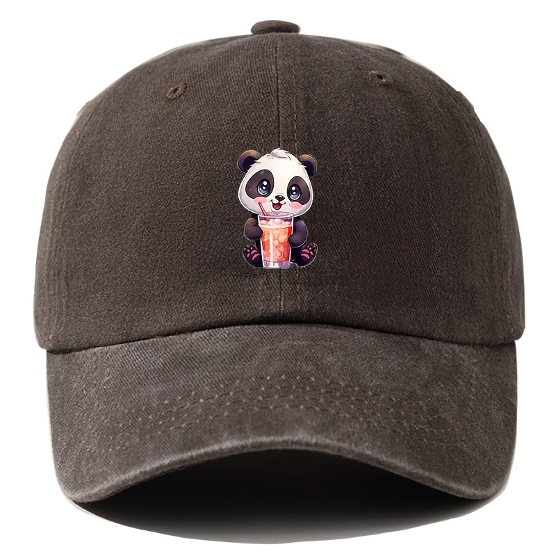 Unisex Adjustable Vintage Washed Baseball Cap, Animal Print, Button Design, Lightweight Polyester, All-Season Casual Outdoor Party Hip-Hop Hat, Animal Theme, Woven, Suitable for Boys - Ramadan Edition