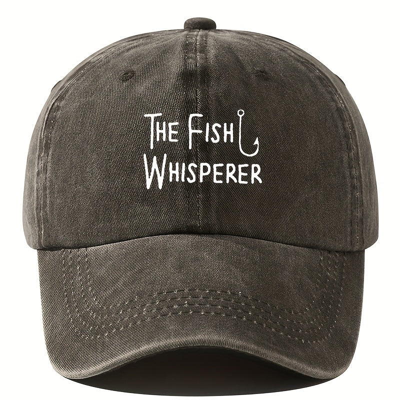 Men'S Baseball Cap, Versatile Hip-Hop Dad Trucker Hat for Outdoor Travel And Fishing, Featuring Letter Prints, Casual Curved Brim, And Vintage Washed Duckbill Design
