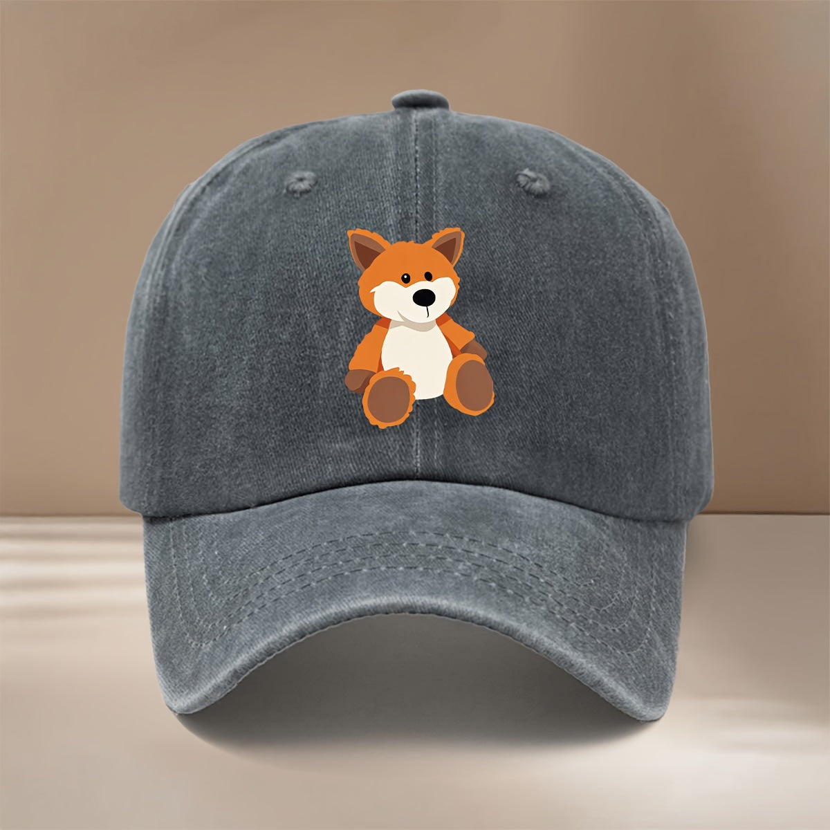 This Is a Lightweight And Fashionable Adjustable Size Baseball Cap with Cute Fox Pattern, Unisex Casual Easy Curved Brim Hat for Outdoor Sports, Dining, Camping, Comfortable Trendy Hip-Hop Cap, Sports Event Support Style, Versatile Six-Panel Hat