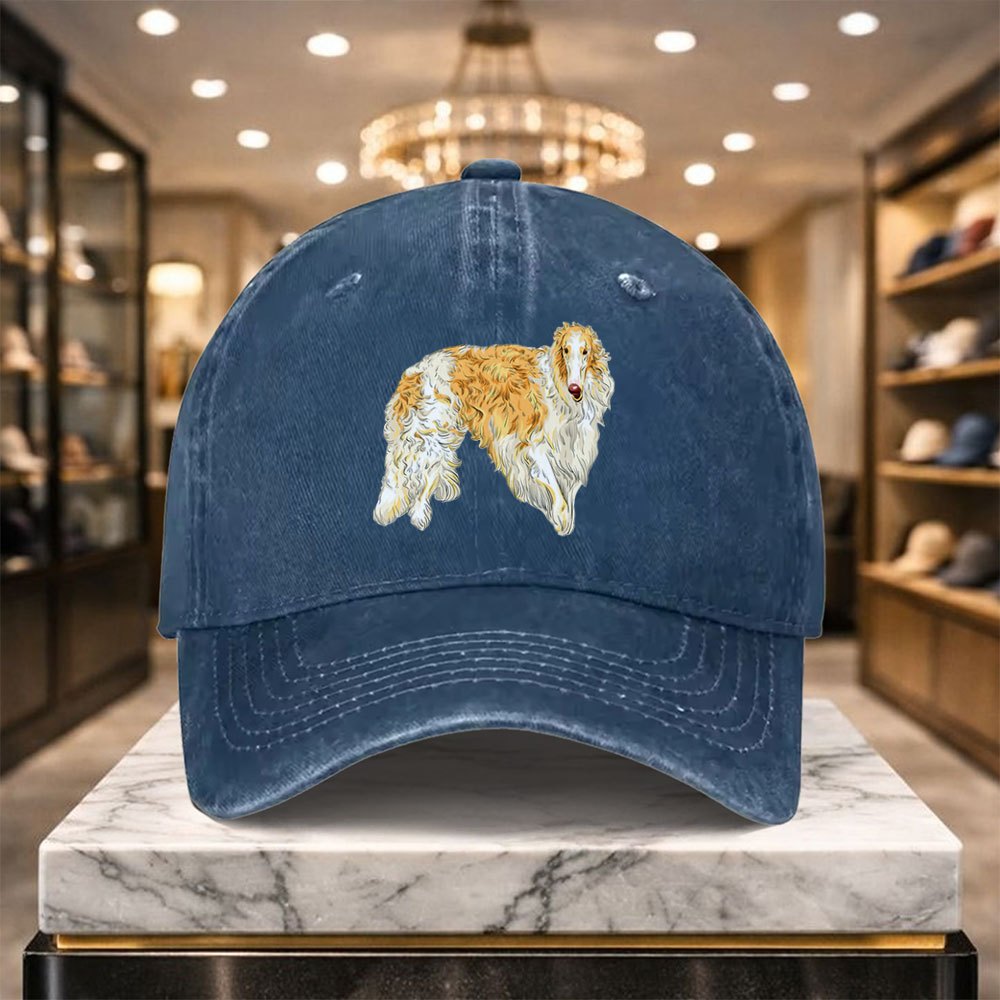 A Versatile Casual Baseball Cap Featuring a Borzoi Design, Adjustable for Outdoor Activities And Everyday Wear, Perfect for a Relaxed Street Style