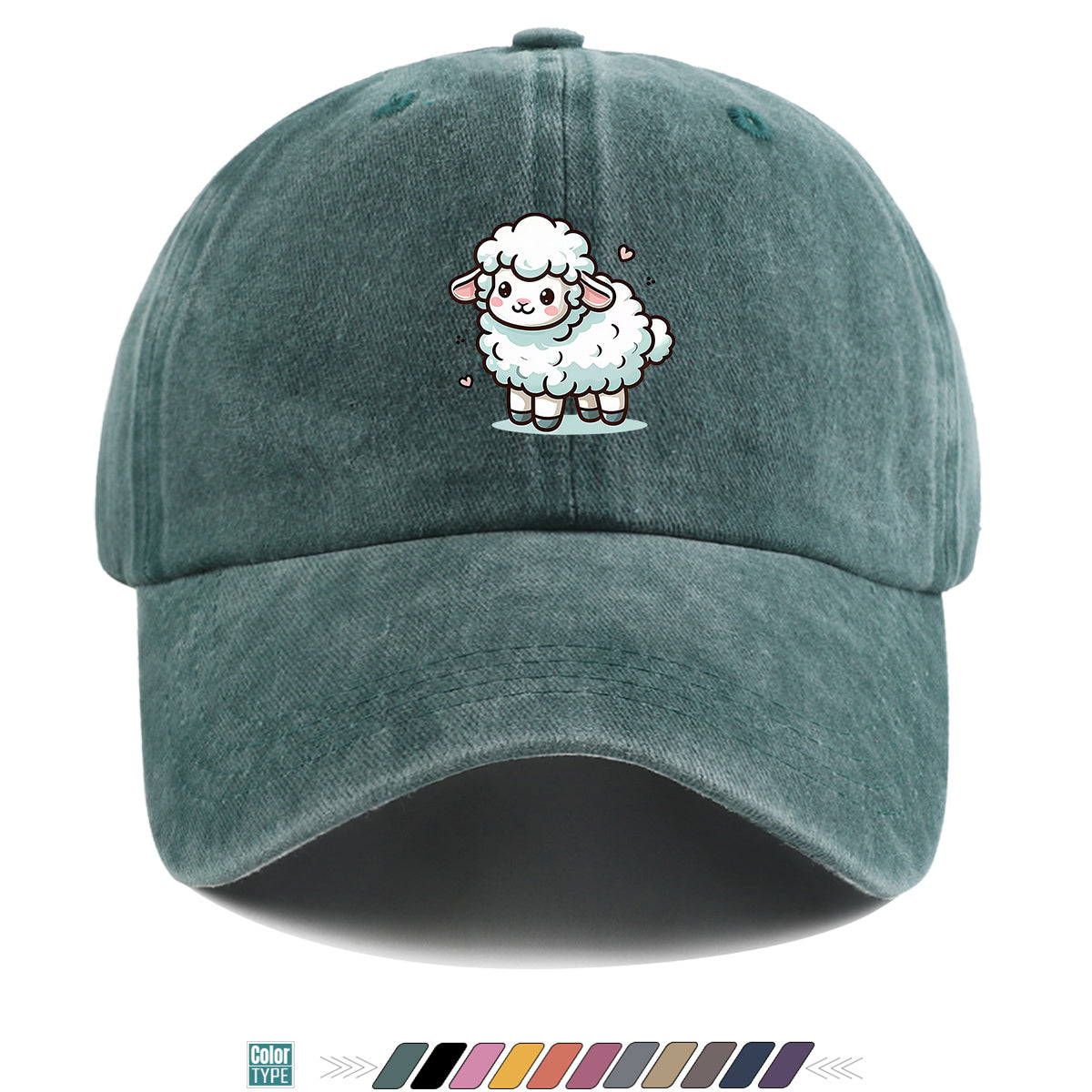 1pc Cute Cartoon Sheep Print Baseball Cap, Soft Breathable Sun Hat, Adorable Healing Style Fashion Hat, Unisex Adjustable Duckbill Cap, Casual Outing Hat, Girly Bestie Hat, Suitable for Picnics, Shopping, Strolling, Travel