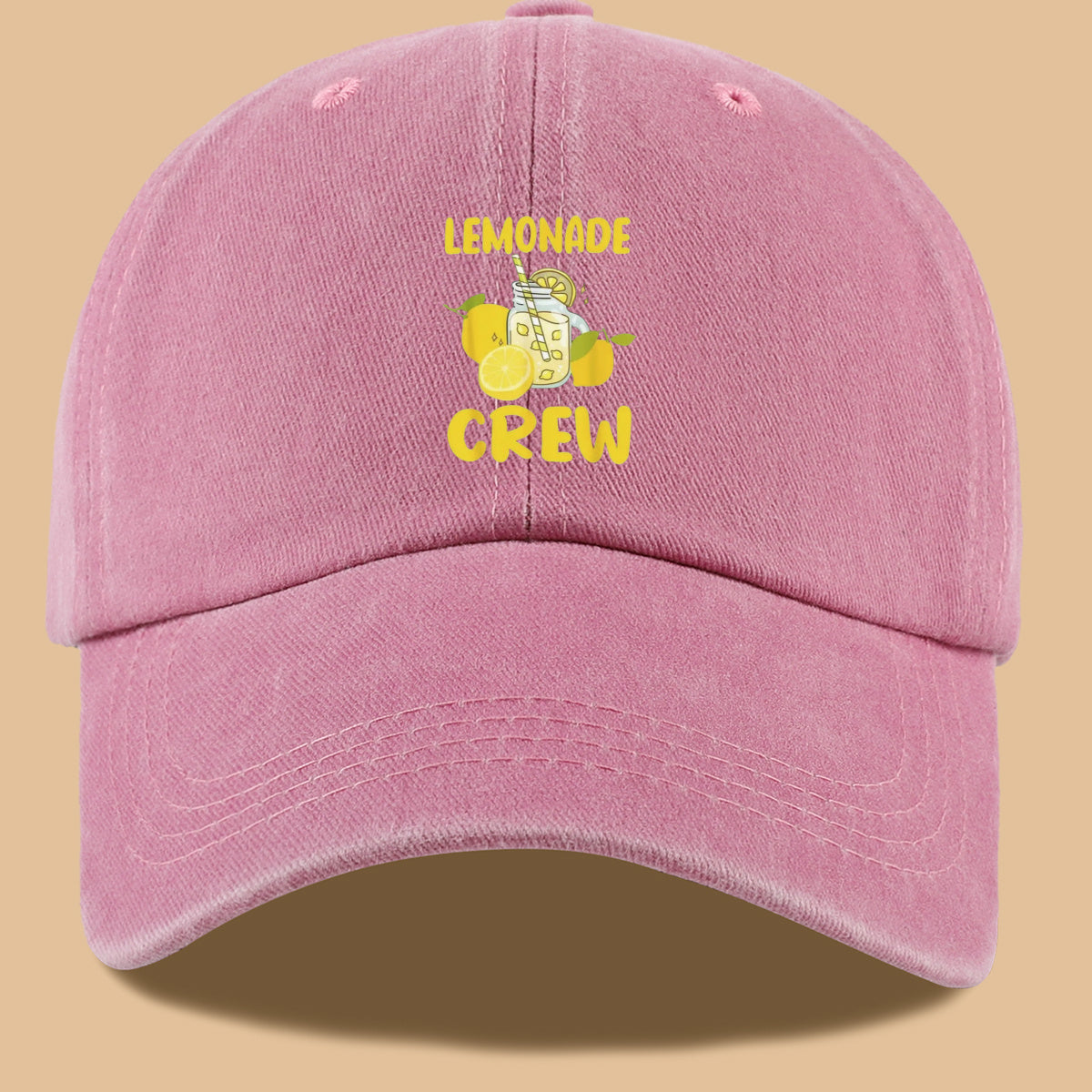 1pc Lemon-Themed "LEMONADE CREW" Printed Baseball Cap, Fresh Summer Style Sun Hat, Fashionable And Fun Design, Unisex Duckbill Cap, Adjustable Size, Casual Outing Sun Hat, Bestie Gathering Bestie Hat, Couple Date Couple Hat, Suitable for Picnics