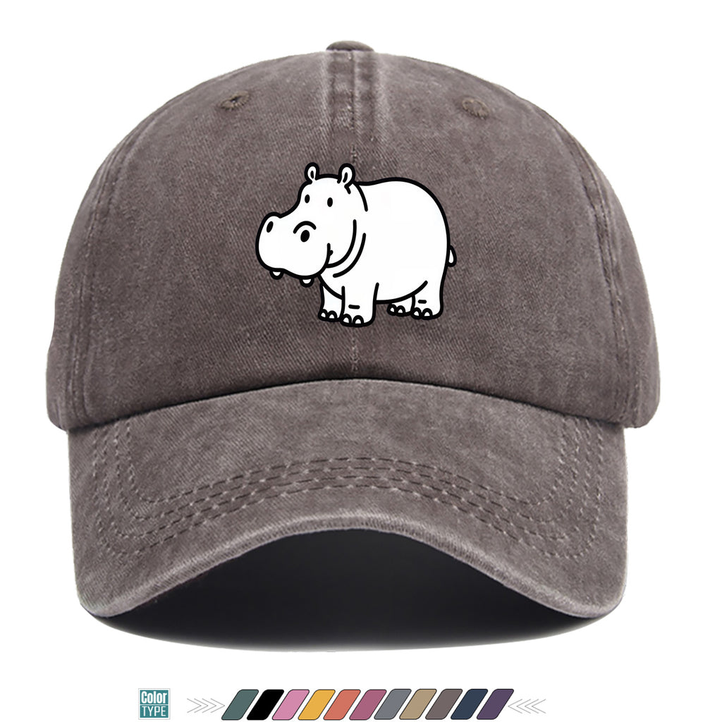 1pc Cartoon Hippopotamus Black And White Line Print Baseball Cap, Comfortable Breathable Duckbill Hat, Fashionable Cute Easy Unisex Adjustable Casual Daily Outing Hat, Vacation Hat, Bestie Couple Matching Hat, Suitable for Shopping, Picnic, Walking