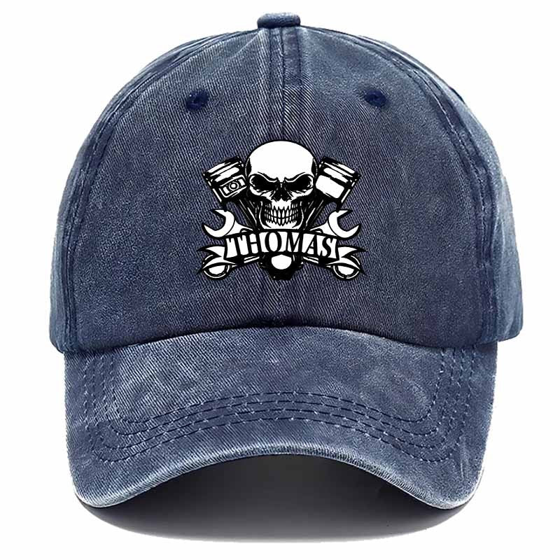 Industrial-Style Skull Baseball Cap Featuring A Skull Wrench Design Tough Guy Aesthetic, Outdoor Adventure, Motorcycle Repair