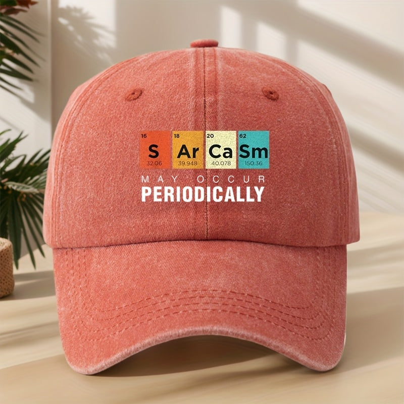 PERIODICALLY Statement Print Baseball Cap Classic Washed Distressed Vintage Duckbill Cap Soft Top Comfortable Adjustable Sun Hat