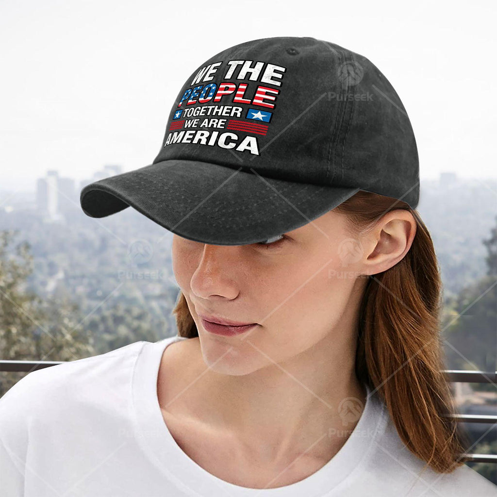Together We Are America US Flag Vintage Baseball Hat Unisex Vintage Washed