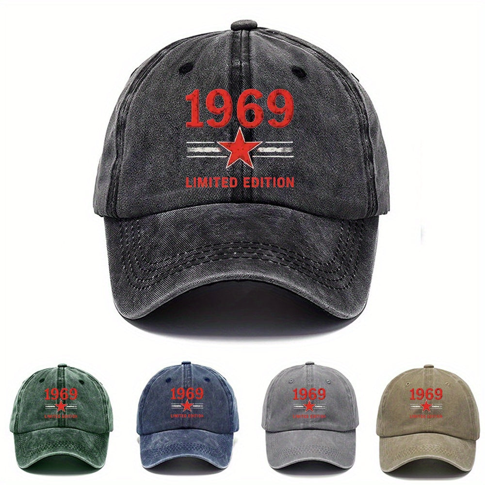 1 Vintage 1969 Baseball Cap - Adjustable Dad Hat with Red '69' Print, Olive Green Vintage Sports Hat, for Men And Women, Gym, Golf, Casual Wear - Limited Edition Vintage Hat Gift Idea, Golf Additions, Classic Design, Durable Construction