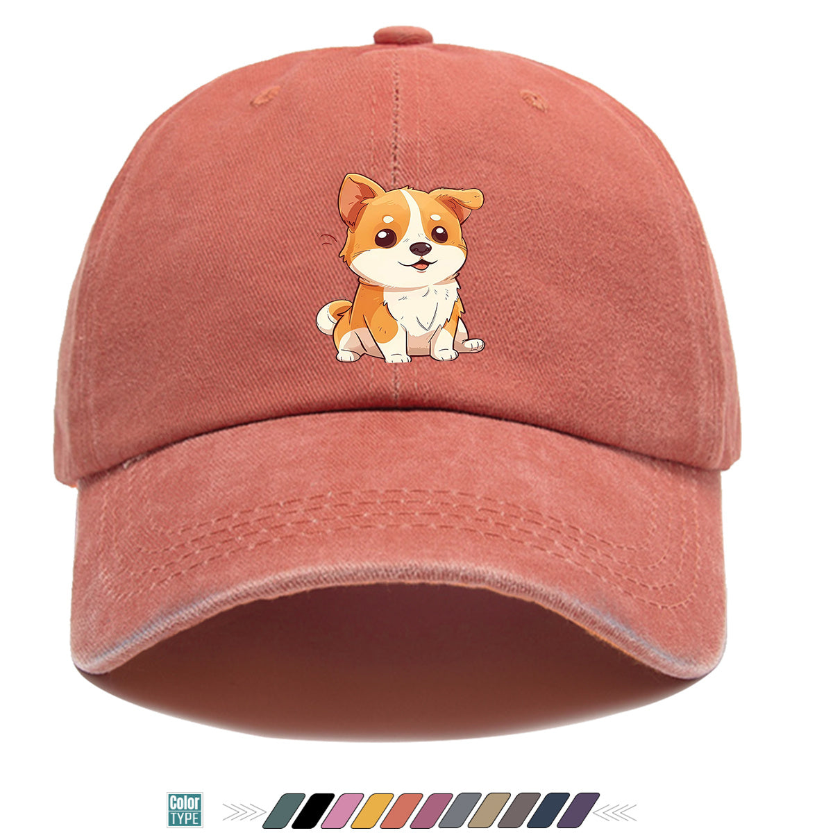 1pc Corgi Print Baseball Cap Suitable for Daily Outfits, Outdoor Activities & Gifts - Adjustable Snapback Hat with Corgi Dog Pattern, Unisex for Men & Women, Corgi-Themed, Park Strolls, Casual Wear (Cute Corgi)