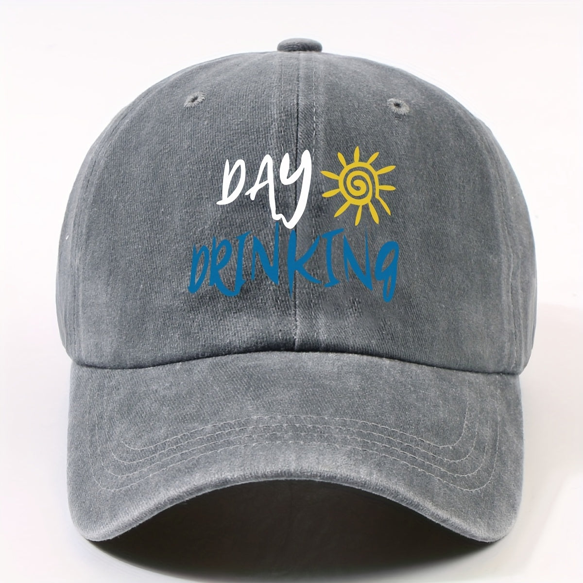 Retro Worn-Out Baseball Cap Featuring a "Daily Drink" Sun Design - Adjustable, Lightweight, Unisex Outdoor Hat Ideal for Biking, Everyday Use, And Festive Gatherings - Available in Various Colors (Black, Dark Gray, Pink, Military Green, Etc.)