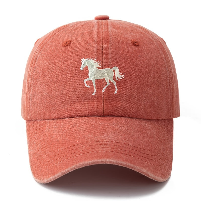 1 Unisex Fashion Versatile Printed Horse Baseball Cap | Classic Vintage Washed Lightweight Curved Brim, Ideal for Outdoor Travel, Camping, Casual Daily Wear, Hip-Hop Festivals |, Woven, Brand: MAKEFGE