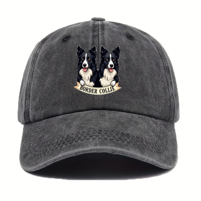 Cute Border Collie Pattern Adjustable Baseball Cap | Lightweight, Comfortable, Snapback, Wide Color Selection, Perfect Gift for Dog Lovers
