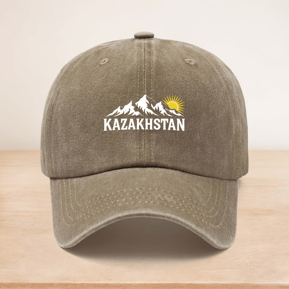 A KAZAKHSTAN Snow Mountain Sunrise Washed Baseball Cap, Adjustable Size, Casual Hat Suitable for All Seasons, Outdoor Vacation, Personalized Street Hip-Hop Cap, Soft Top, Non-Pressurizing, Curved Brim, Lightweight, Durable, Easy to Maintain, Trucker
