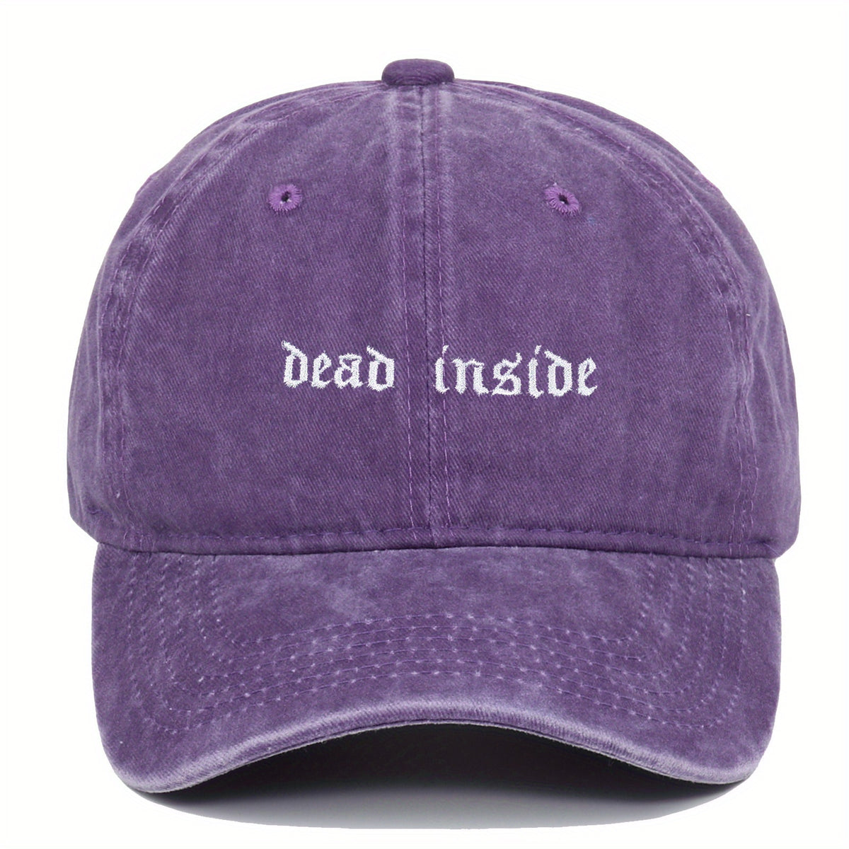 A Versatile and Novel Washed Baseball Cap with Gothic Font Pattern, Unisex and Adjustable