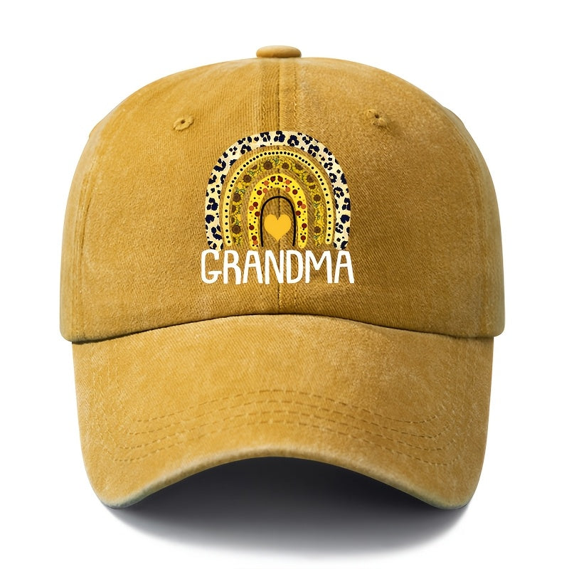 Unisex Fashion Versatile Printed Leopard Rainbow Grandma Baseball Cap, Classic Retro Washed Outdoor Lightweight Curved Brim Hat, Trucker Cap, Suitable for Outdoor Vacation Travel Camping And Casual Occasions, Holiday Party Hip-Hop Hat