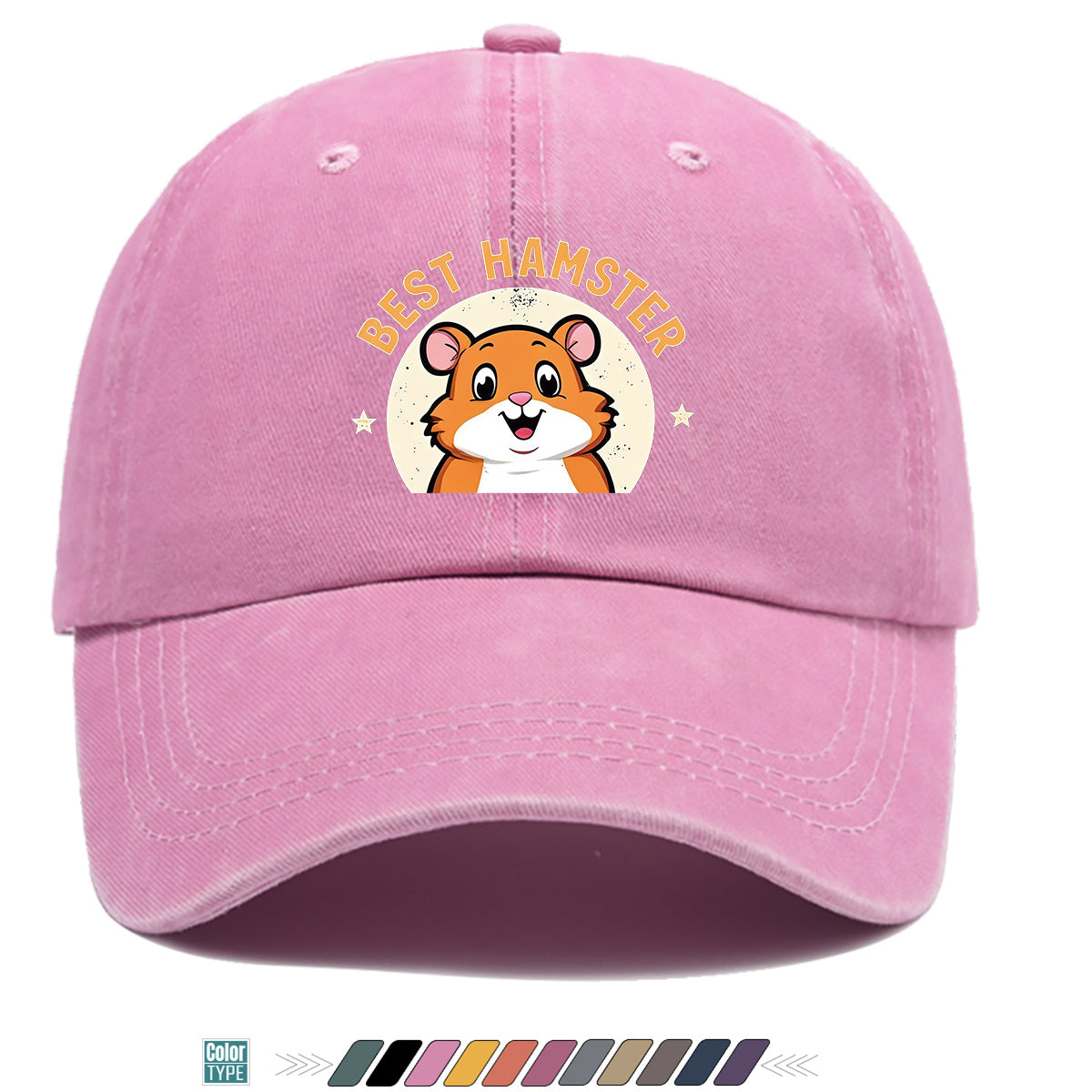 1pc "Best Hamster" Cartoon Hamster Print Baseball Cap, Cute And Playful Sun Hat, Fashionable Casual Unisex Hat, Adjustable Size, Daily Hat, Couple Outing Hat, Suitable for Park Play, Easy Dressing, Shopping, Hiking, Outdoor Picnic