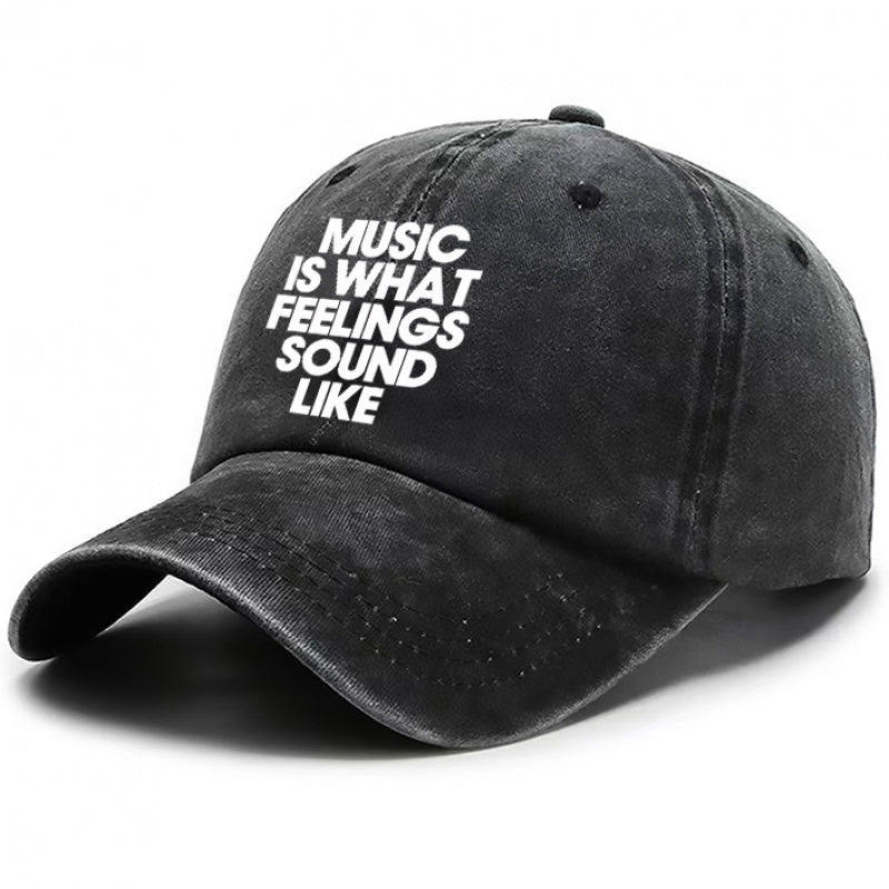 1 Music Print Cap, Women's Outdoor Style Hat, Men's Beach Hat, Washed Baseball Cap, Breathable Washed Cap, Adjustable DAD Cap, Suitable for Outdoor Activities and Parties, for Personal Use or as a Birthday Gift