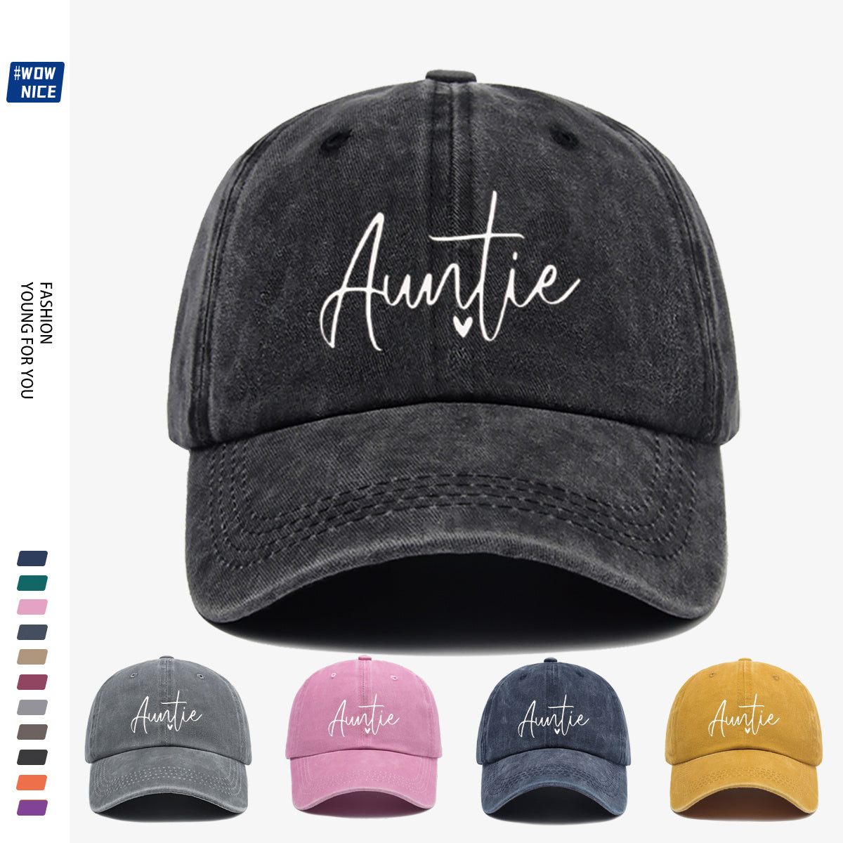 1pc "Auntie" Handwritten Heart Print Baseball Cap, Comfortable And Breathable, Fashionable And Easy, Unisex, Adjustable Size, Casual Street Style, Suitable for Daily Outings, Shopping, Dates, Coffee Meetups, Travel, Girlfriend Gatherings