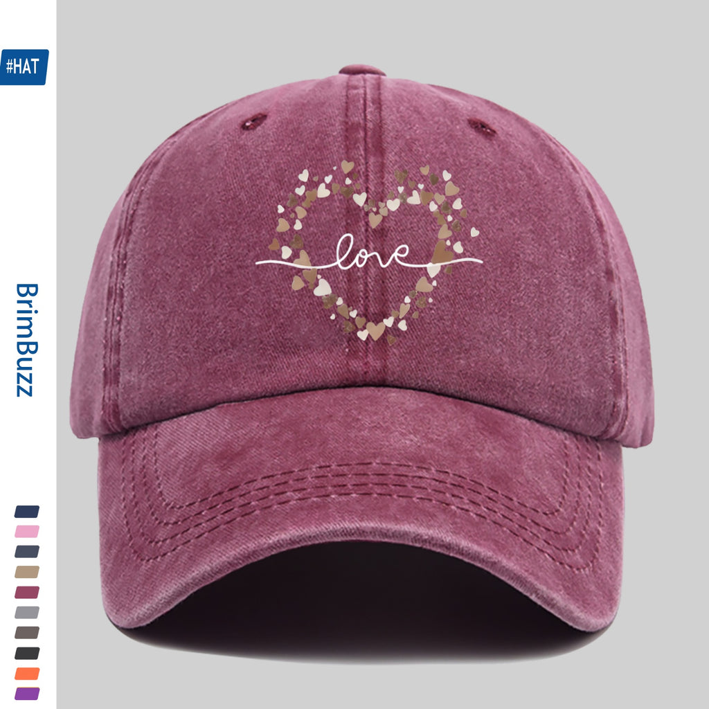 Minimalist Heart-Pattern Printed Baseball Cap, Unisex Sun Hat, Available in Multiple Colors, Dad Hat, Comfortable And Lightweight Sun Hat, Washed Vintage Cap, American Street Skateboard Cap, Vintage Accessory, Exquisite Gift for Women