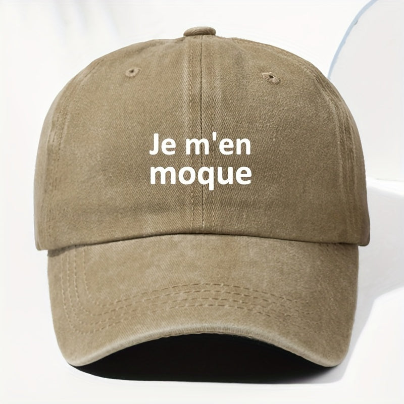 Men' & Women' Vintage French "Je M'en Moque" Trucker Hat - Adjustable Washed Soft-Top Baseball Cap Suitable for Outdoor, Fishing, Sports, Casual Wear - Unisex Suitable for Driving, Vacation, and Daily Activities