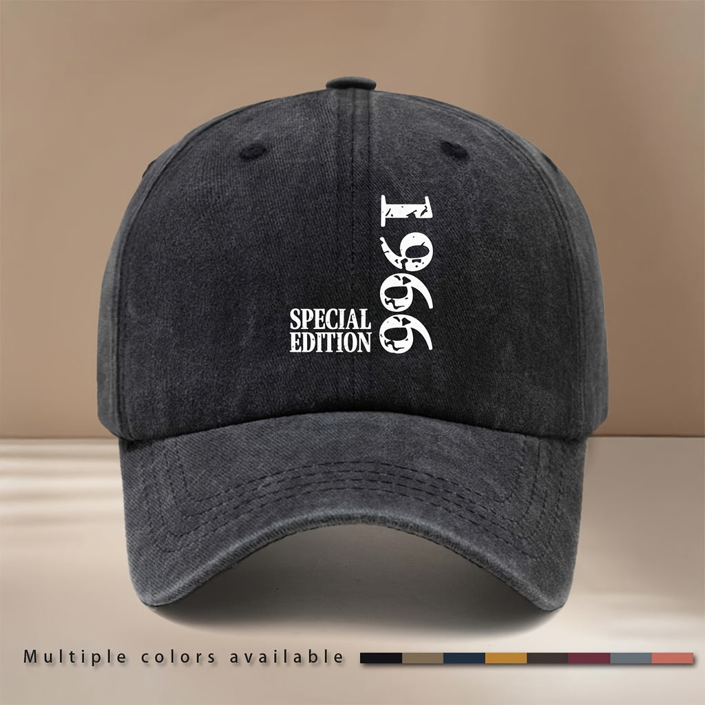 1966SPECIAL EDITION Letter Pattern Baseball Cap, Trendy Lightweight Hip-Hop Cap, Unisex, Adjustable Size, Curved Brim, Vintage Distressed Duckbill Cap, Washed Distressed Style, Soft Top Cap, Fashionable And Unique Casual Hat, Best Choice for Travel