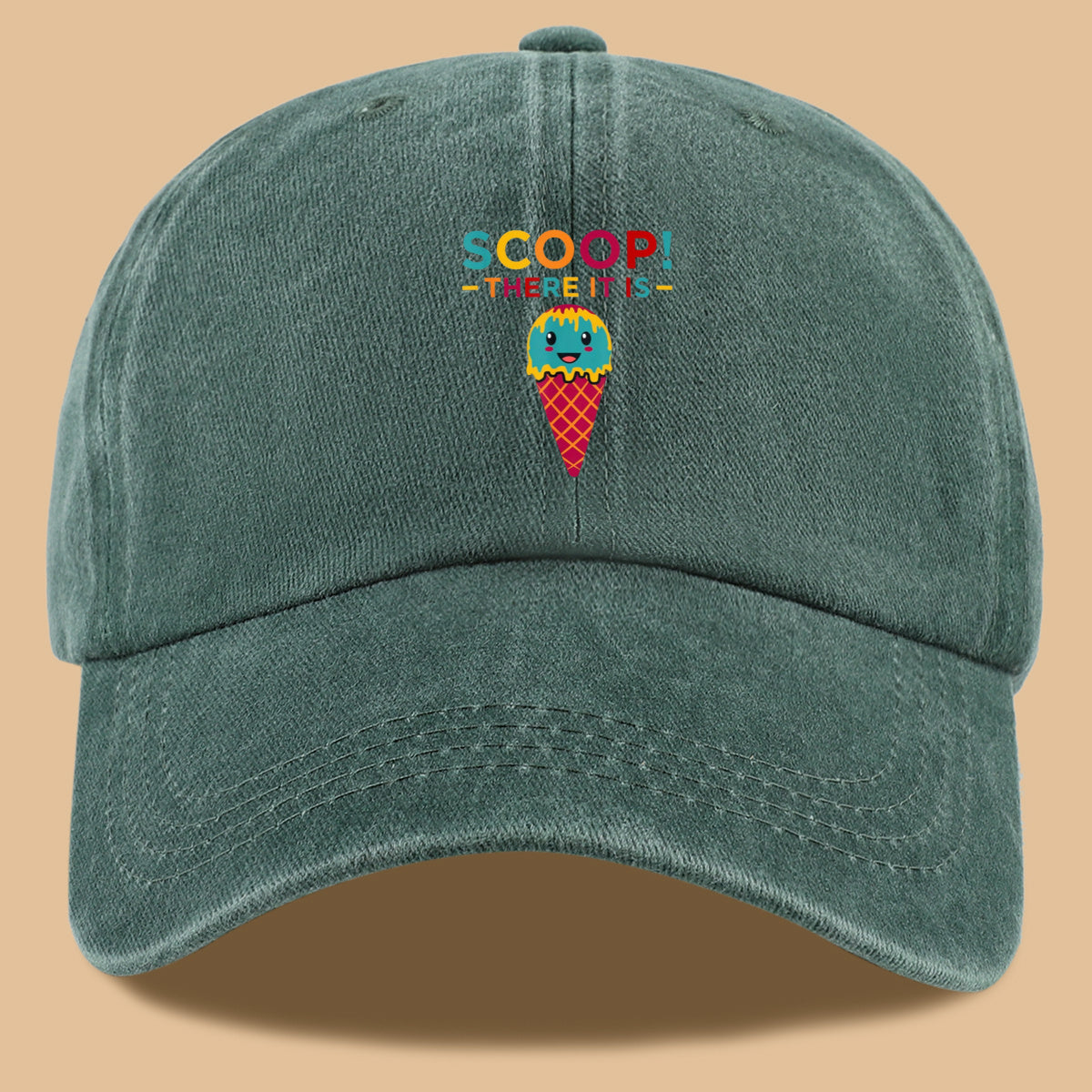 1pc 1pcs Fun Ice Cream Print Baseball Cap with Scoop! There It Is! - Adjustable Unisex Breathable Sun Hat Suitable for &, Summer Outdoor Parties, Picnic, Travel, Casual Wear - Cute, Amusement Parks