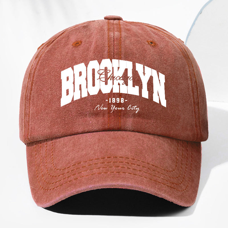 Unisex BROOKLYN1898 Letter Print Washed Vintage Baseball Cap Fashion Men Women Sun Hat Adjustable Size Trucker Cap Suitable for All Seasons Daily Wear