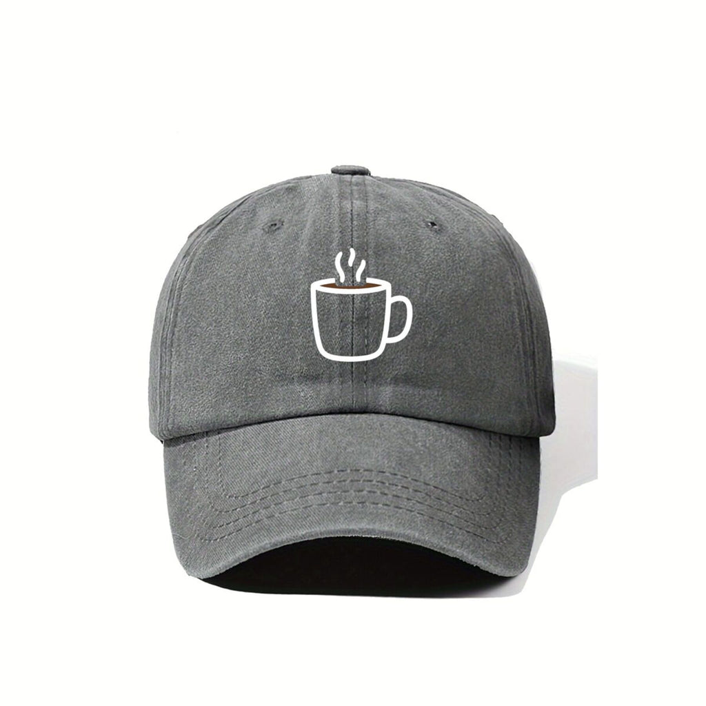 Hot Brew Coffee Mug Hot American Retro Washed Distressed Printed Baseball Cap for Men And Women, Suitable for Spring And Autumn, Outdoor Sun Hat, Personalized Trendy Hip-Hop Duckbill Cap