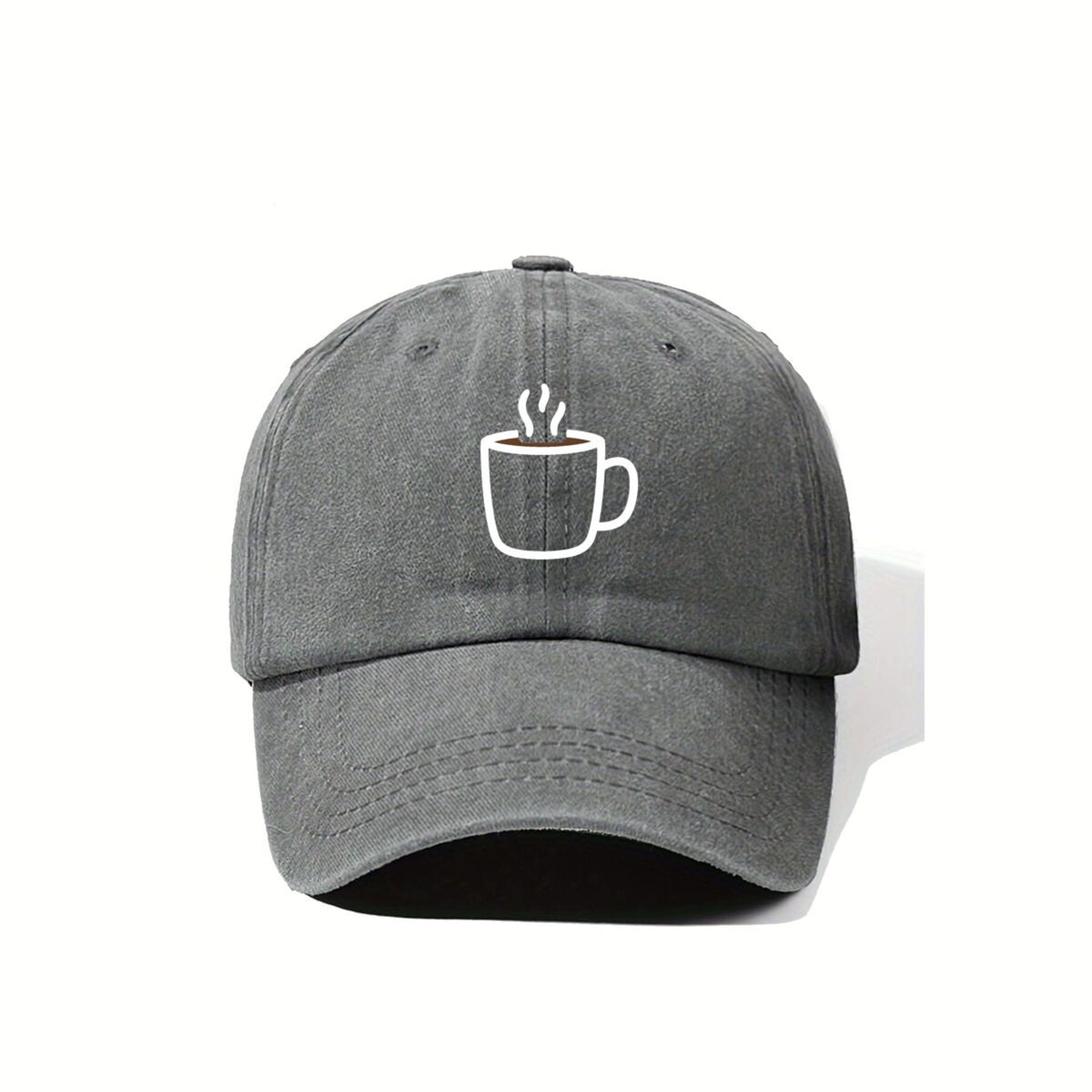 Hot Brew Coffee Mug Hot American Retro Washed Distressed Printed Baseball Cap for Men And Women, Suitable for Spring And Autumn, Outdoor Sun Hat, Personalized Trendy Hip-Hop Duckbill Cap
