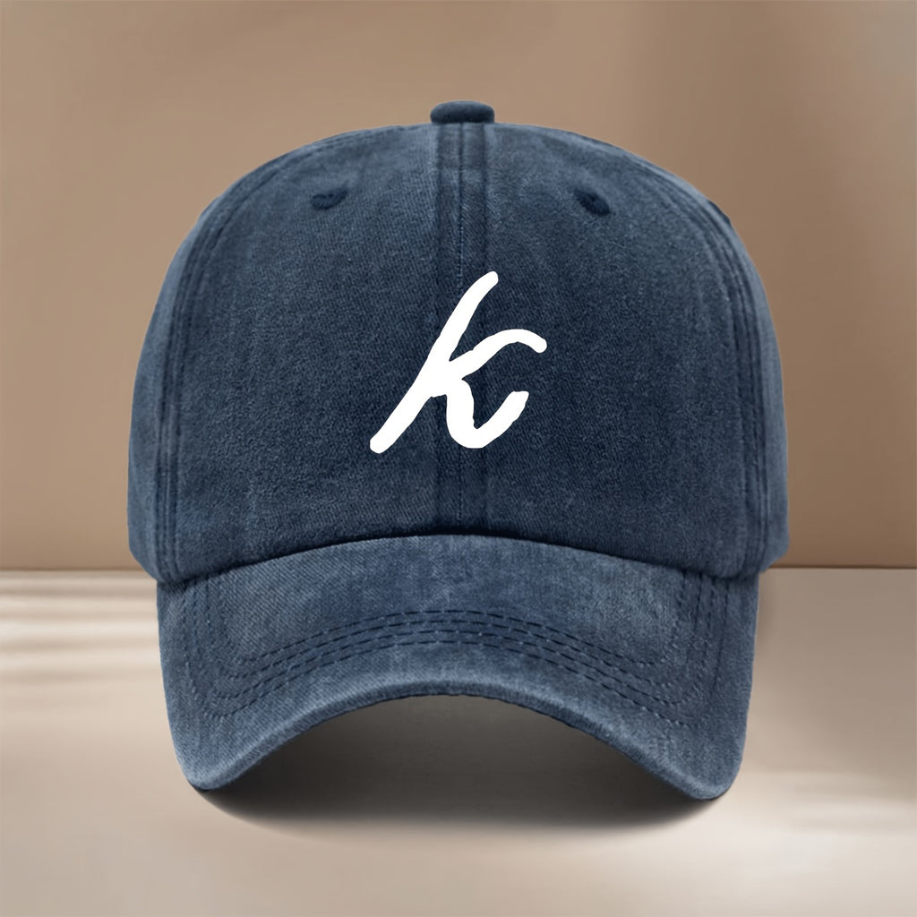 This Is a Comfortable And Trendy Baseball Cap Featuring a Handwritten Letter 'K' Design. It Has an Adjustable Size And Is Suitable for Both Men And Women. The Easy And Lightweight Curved-Brim Hat Is Perfect for Outdoor Sports, Gatherings