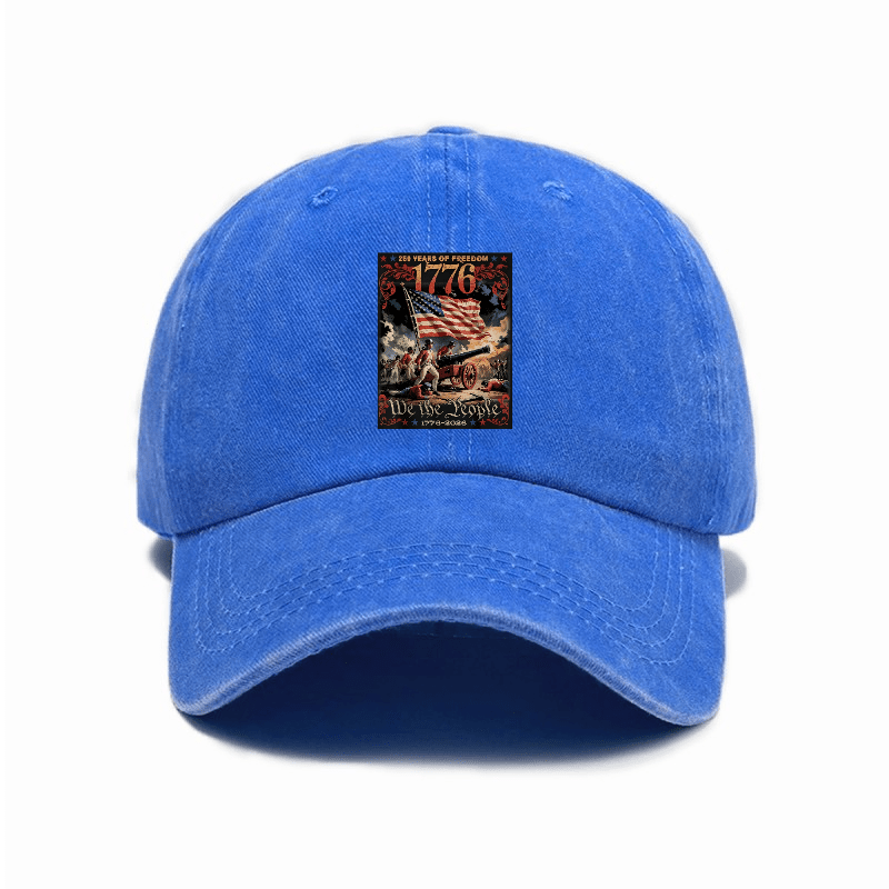 1776 American Elements Print Baseball Cap | Fashionable, Unisex, Casual Outdoor, Adjustable Buckle Closure, Hand Washable