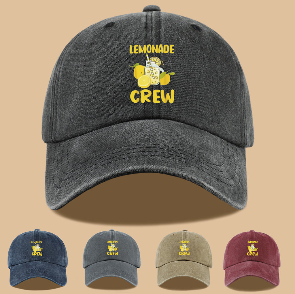 1pc Lemon-Themed "LEMONADE CREW" Printed Baseball Cap, Fresh Summer Style Sun Hat, Fashionable And Fun Design, Unisex Duckbill Cap, Adjustable Size, Casual Outing Sun Hat, Bestie Gathering Bestie Hat, Couple Date Couple Hat, Suitable for Picnics