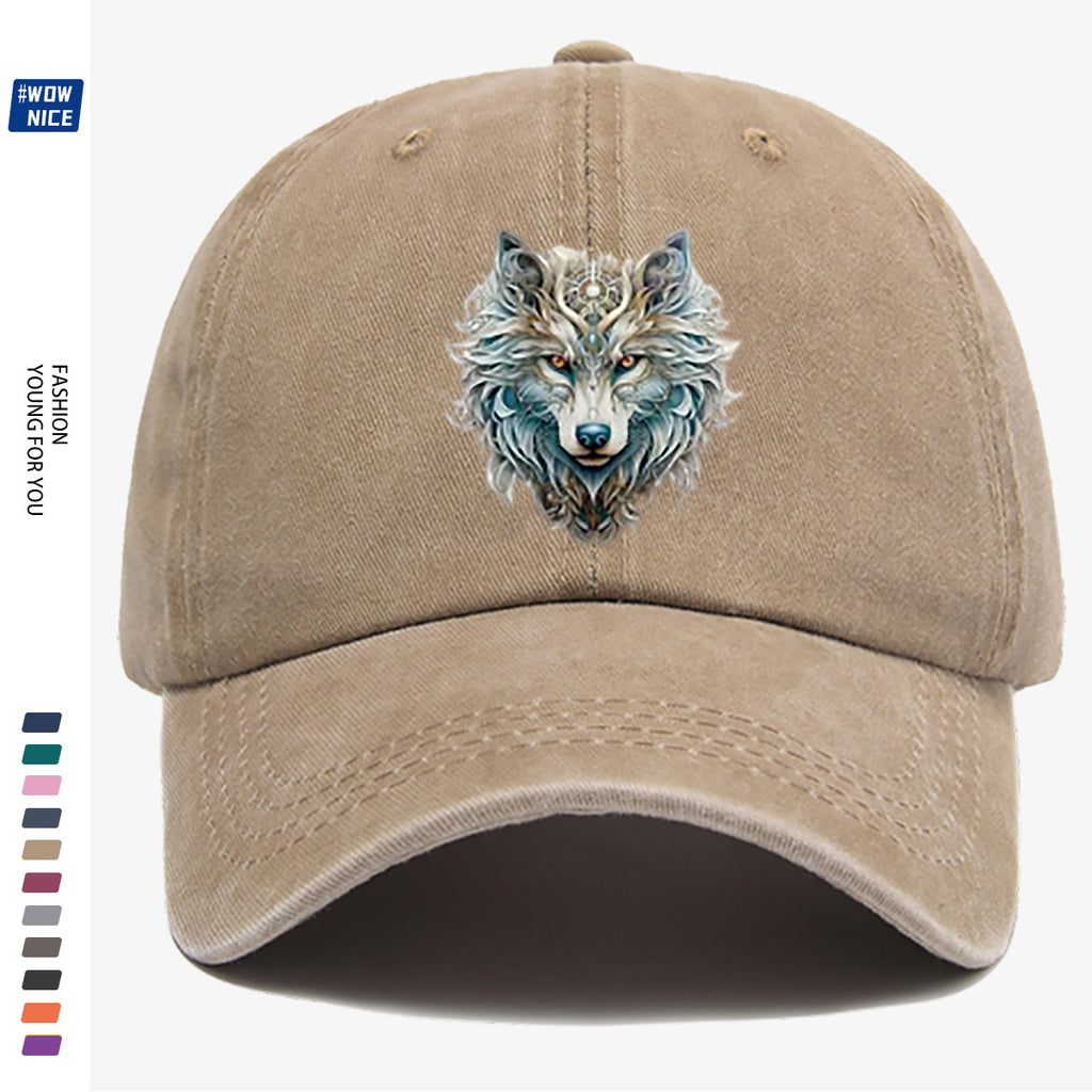 1pc Wolf Head Art Print Baseball Cap, Personalized Animal Pattern Design, Unisex Duckbill Hat, Wearing Makes You Look Slimmer And Smaller Face, Adjustable Size, Fashion Street Style, Daily Casual Versatile, Outdoor Activities, Shopping, Parties