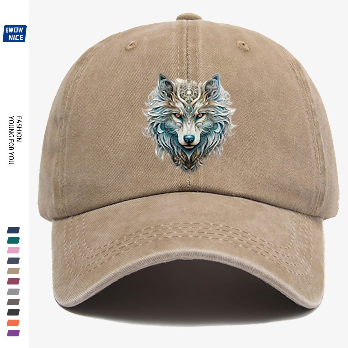 1pc Wolf Head Art Print Baseball Cap, Personalized Animal Pattern Design, Unisex Duckbill Hat, Wearing Makes You Look Slimmer And Smaller Face, Adjustable Size, Fashion Street Style, Daily Casual Versatile, Outdoor Activities, Shopping, Parties