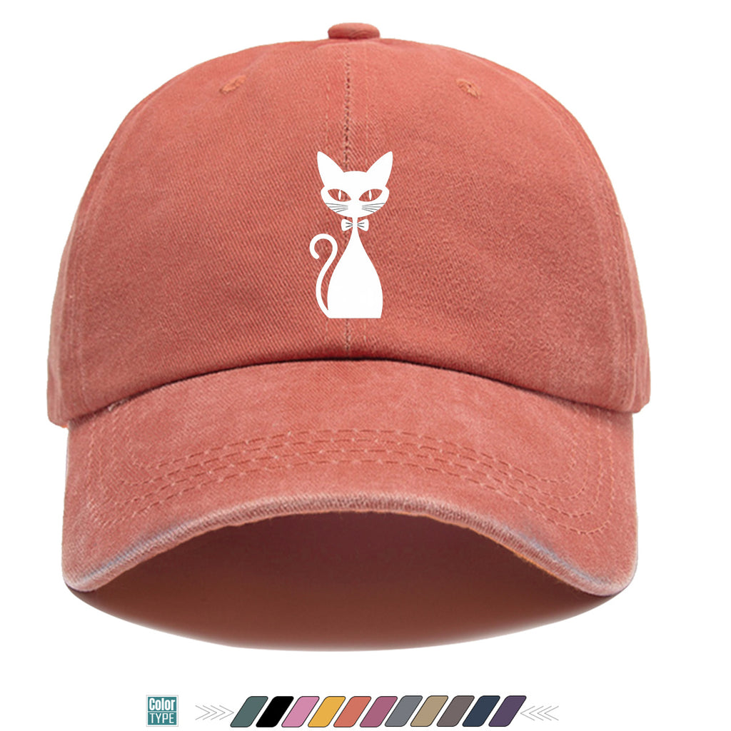 1pc Elegant White Cat Silhouette Printed Baseball Cap, Comfortable Breathable Sun Hat, Fashionable Easy Design, Unisex Adjustable Casual Versatile Duckbill Cap, Suitable for Daily Outings, Cafe Gatherings, Weekend Excursions, Girlfriends' Dates