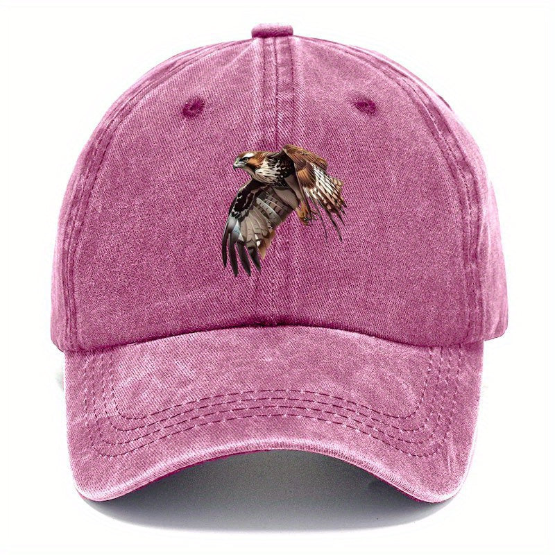 Men's Adjustable Eagle Baseball Cap - Black Street-style Printed Snapback with Eagle Design, Adjustable Strap, Durable and Easy-care Bonded Fiber, Ideal for Casual and Outdoor Activities, Making a Bold Urban Fashion Statement. Features Trendy Design