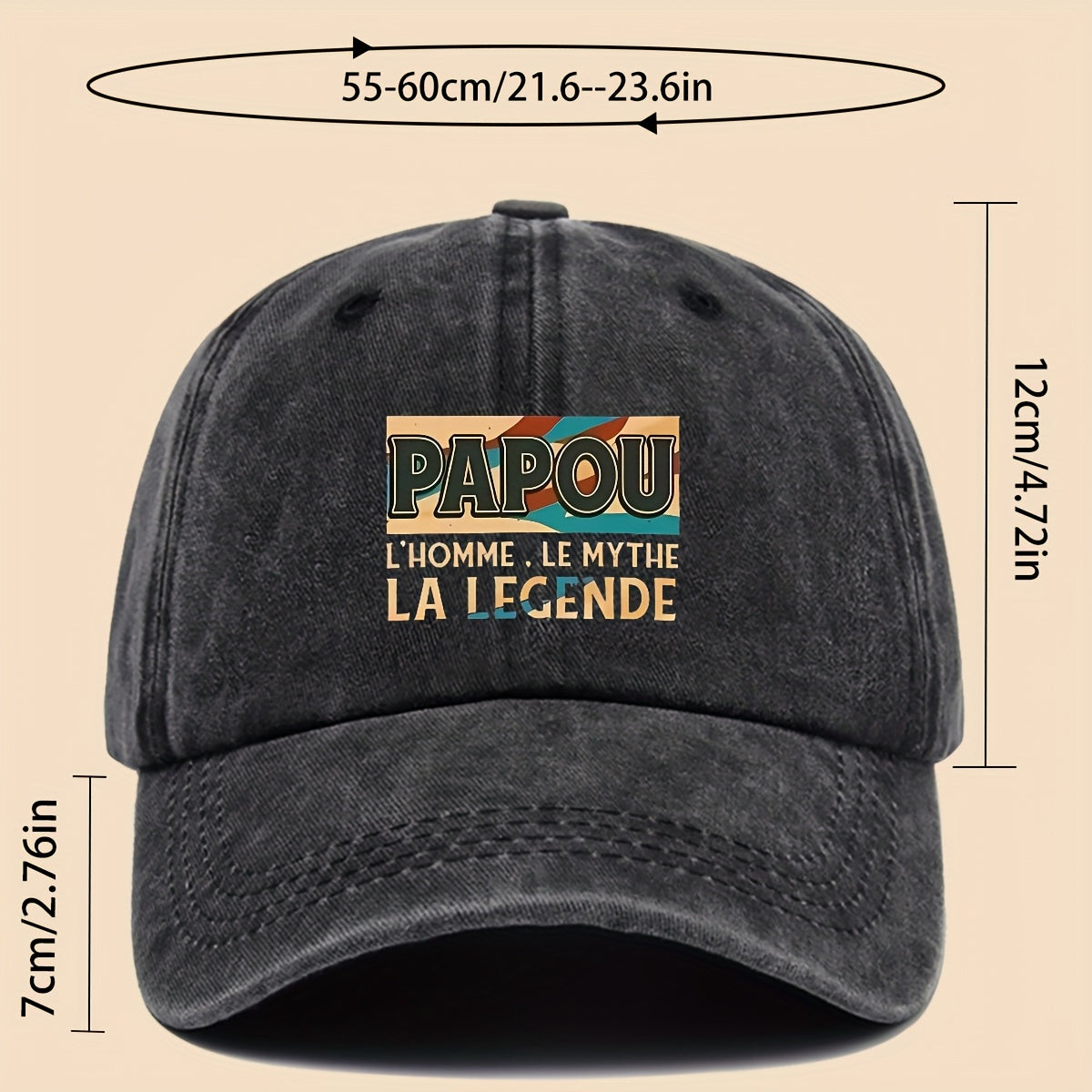1pc PAPOU Vintage Trucker Hat - Adjustable Unisex Baseball Cap with Papa Print, Soft Lightweight Breathable Suitable for Outdoor Fishing, Hiking, Hunting, Casual Wear, Suitable for Dad, Mom, Youth, for Sports Gifts for Men & Women