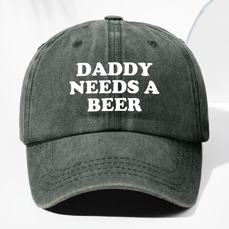 Men' & Women' "Dad Needs Beer" Print Vintage Washed Trucker Hat - Adjustable Lightweight Baseball Cap Suitable for All Seasons Outdoor Casual, Funny Humorous Gift for Dad, Beer Lovers, Daily Headwear (Black/Dark Gray)