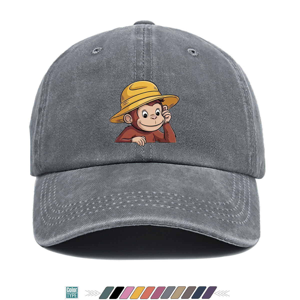 1pc 1pcs Monkey Print Baseball Cap with Straw Hat - Adjustable Snapback, Breathable Sun Hat Suitable for Outdoor, Travel, Birthday Parties, Unisex for Men & Women, for Parents, Gift, Casual Cap for Park Picnic, Festival Gift