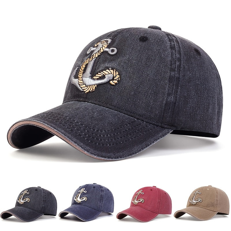 Men'S Pirate Hook Washed Baseball Cap, Outdoor, Adjustable Casual Hat, Suitable for Spring And Autumn Travel, Seaside Parties