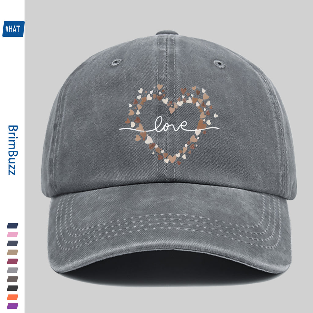 Minimalist Heart-Pattern Printed Baseball Cap, Unisex Sun Hat, Available in Multiple Colors, Dad Hat, Comfortable And Lightweight Sun Hat, Washed Vintage Cap, American Street Skateboard Cap, Vintage Accessory, Exquisite Gift for Women