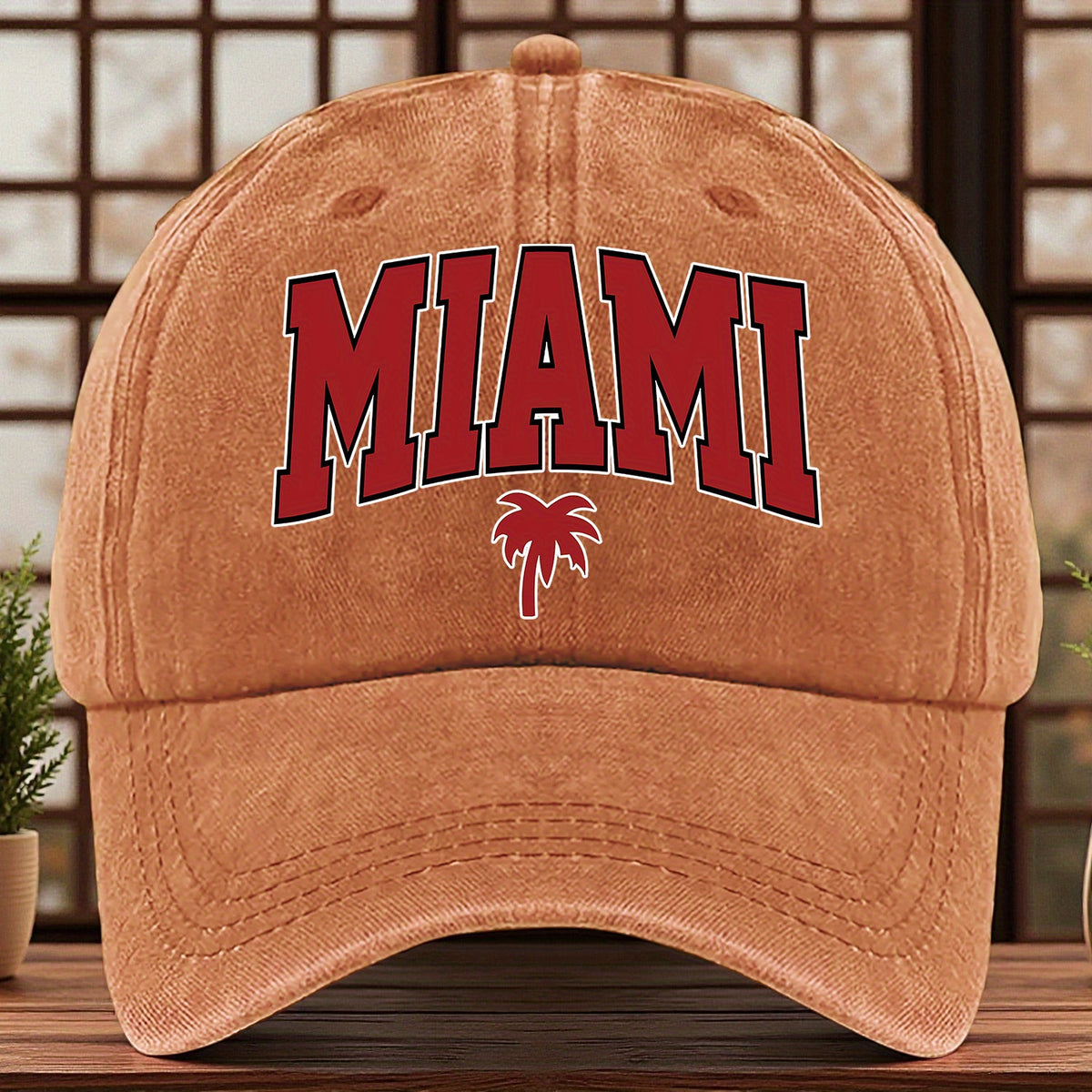A MIAMI-themed Baseball Cap with Fun Prints, Available in Multiple Colors and with Adjustable Size---sxm