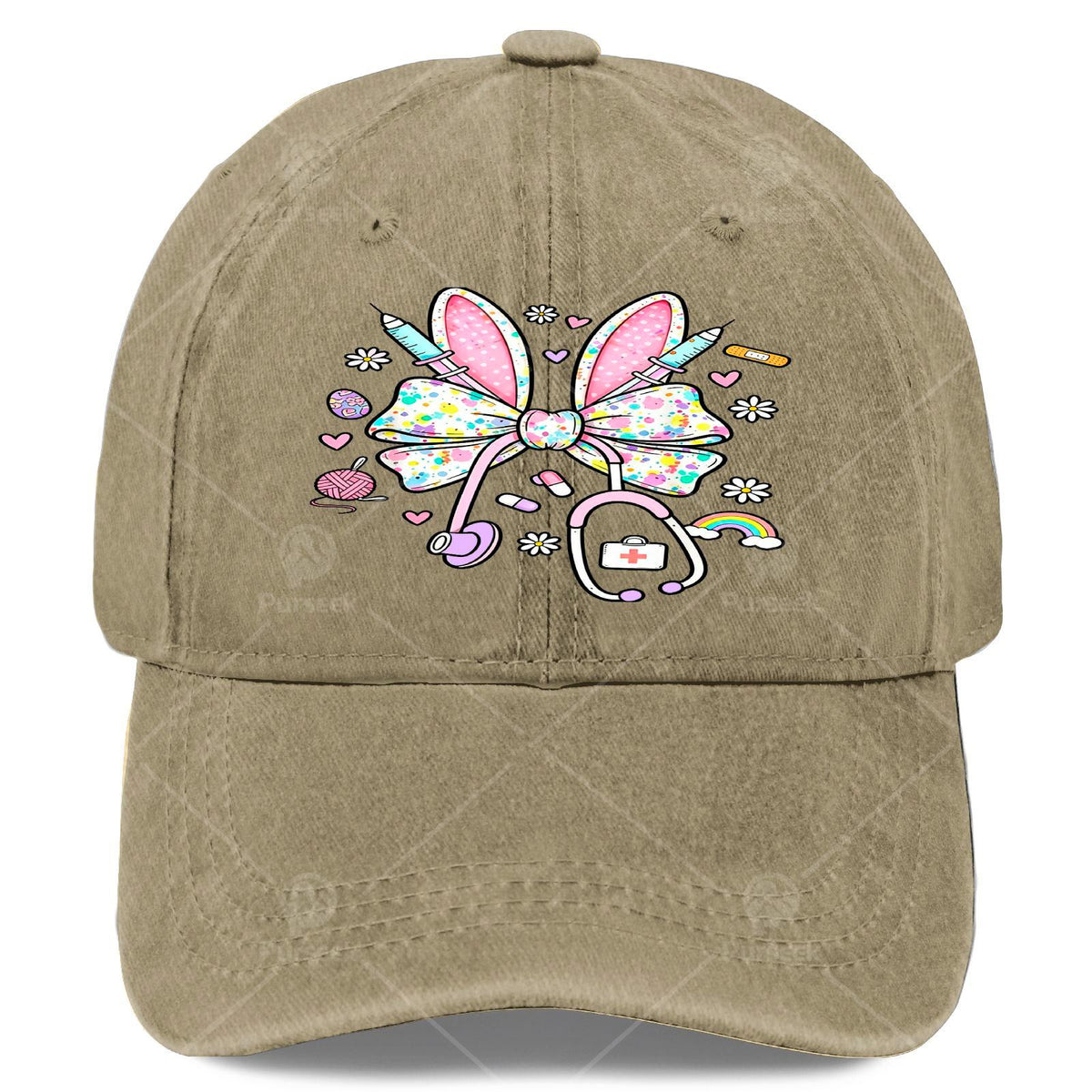 Nurse Stethoscope Baseball Cap - Retro Printed Full Body Iconic Symbol, Suitable for Christmas, Games, Nurse Uniforms, Unisex, Hand Wash Or Dry Clean