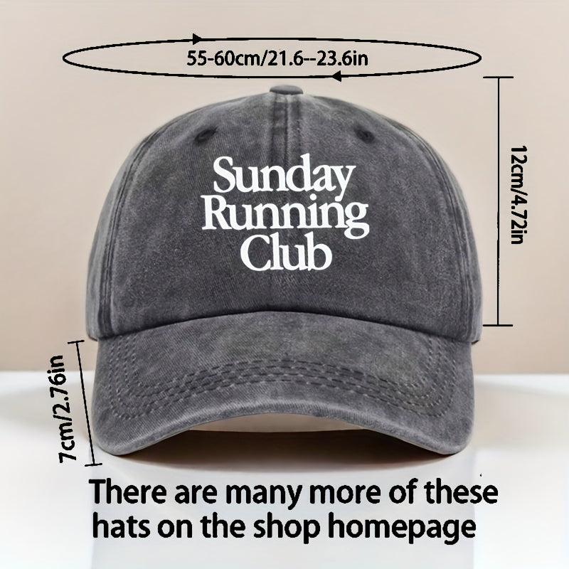 Vintage Baseball Cap, Adjustable Hat, Ideal for Outdoor Activities as Sun, Featuring a "Sunday Running Club" Letter Graphic Print, Unisex Outdoor Baseball Cap, the Best Choice for a Gift, Sun Hat for Outdoor Parties, Camping, and Travel