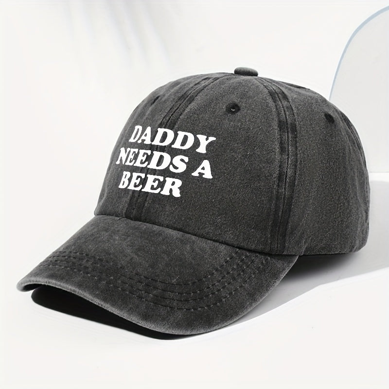 Men' & Women' "Dad Needs Beer" Print Vintage Washed Trucker Hat - Adjustable Lightweight Baseball Cap Suitable for All Seasons Outdoor Casual, Funny Humorous Gift for Dad, Beer Lovers, Daily Headwear (Black/Dark Gray)