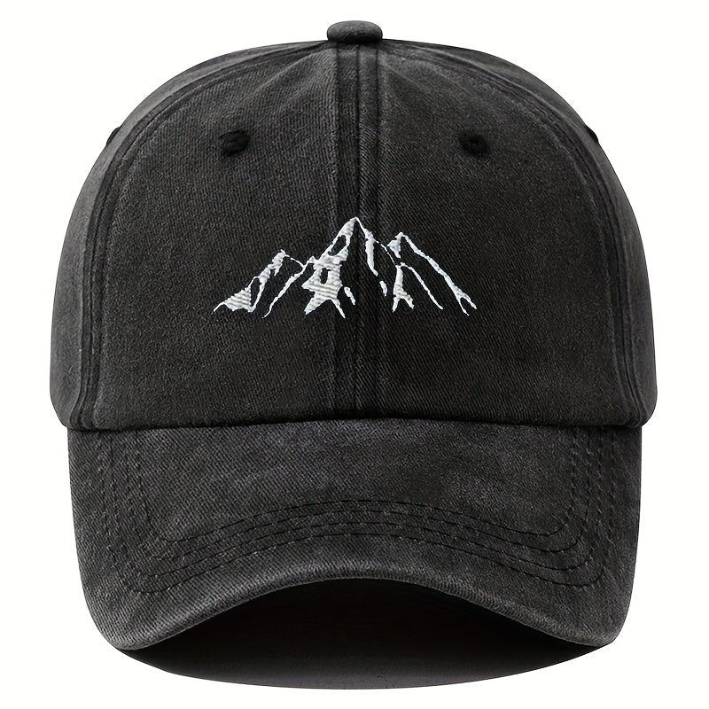 Mountain Peak Embroidery Baseball Cap Vintage Washed Baseball Cap Men'S Fishing Hat Hip-Hop Curved Brim Trucker Hat Men Women Hip-Hop Fashion Embroidered Baseball Cap