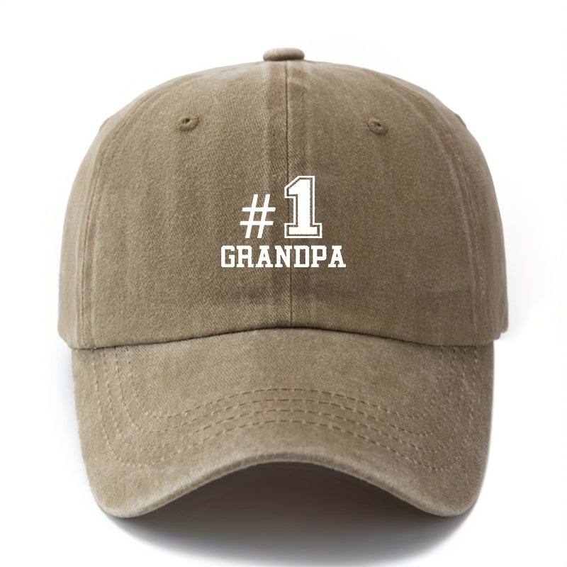 MAKEFGE #1 Grandpa Baseball Cap - Vintage Washed Truck Driver Hat, Lightweight Dad Grandpa Gift for Father's Day, Birthday - Available in Black, Brown, Maroon, Navy - Outdoor Camping, Travel, Everyday Casual Hat.woven Fabric.