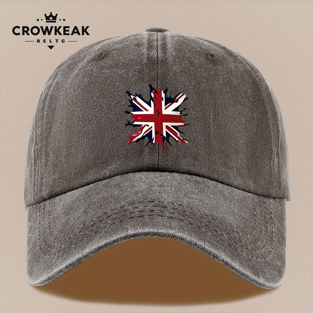 A Lightweight And Breathable Baseball Cap Featuring a "Union Jack" Pattern, Suitable for Both Men And Women. This Vintage-Style Dad Hat Is Adjustable And Perfect for Outdoor Activities Like Truck Driving, Graduation, Beach Outings, Sports, Hiking