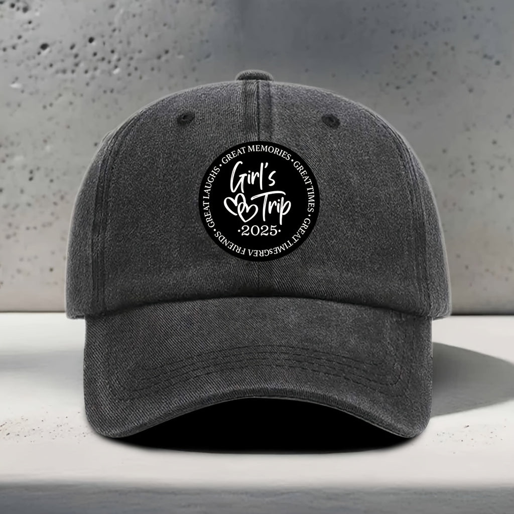 Women'S Baseball Cap 2025 New Style Heart Pattern English Print Trip Daily Casual Outing Versatile Best Friend Travel Good Times Artistic Fresh Travel Style Party Wear Trendy Accessory Round Sticker Sister Exclusive Memory Symbol Classic Fashion Duc