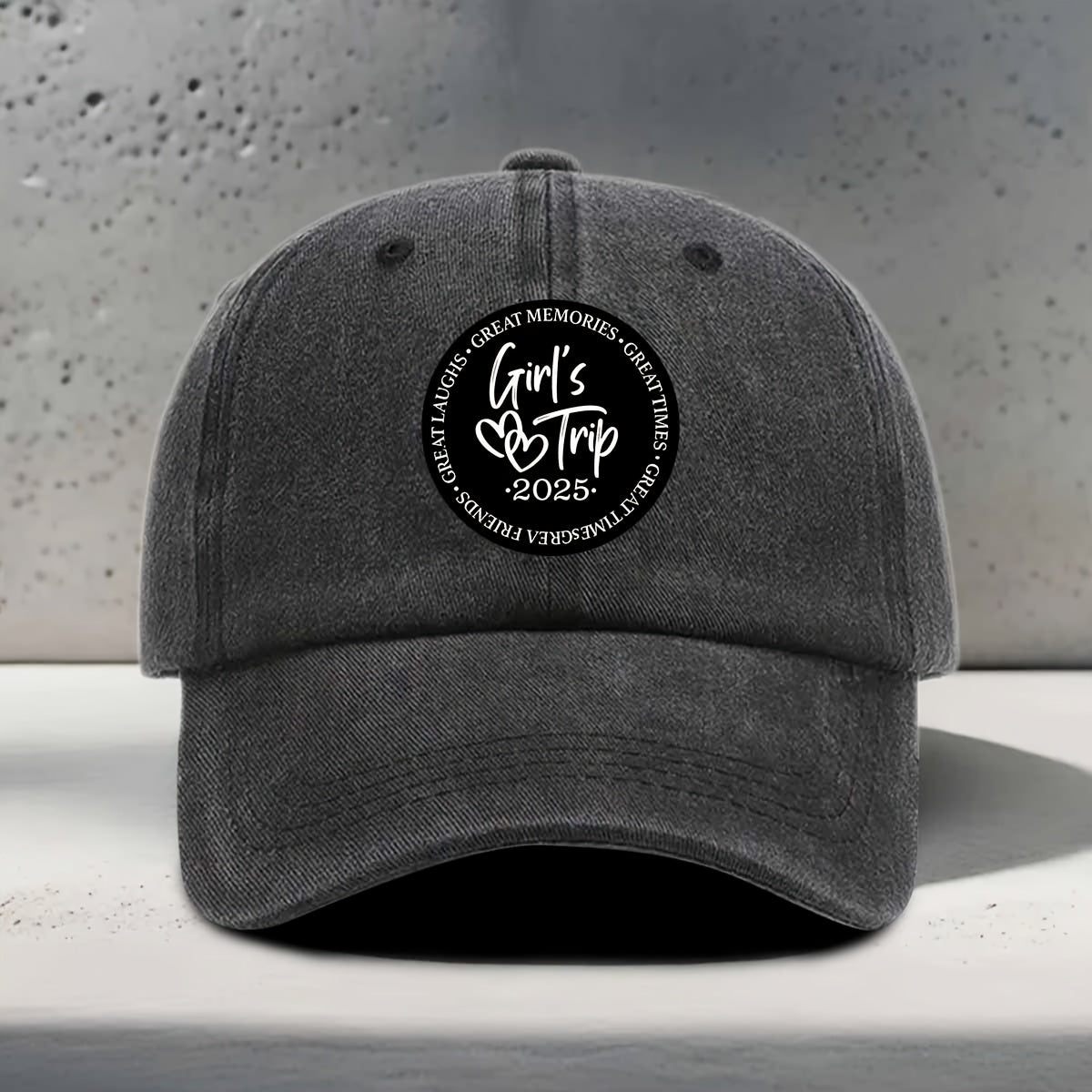 Women'S Baseball Cap 2025 New Style Heart Pattern English Print Trip Daily Casual Outing Versatile Best Friend Travel Good Times Artistic Fresh Travel Style Party Wear Trendy Accessory Round Sticker Sister Exclusive Memory Symbol Classic Fashion Duc